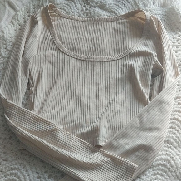 Tops - Elegant Cream Long Sleeve Shirt